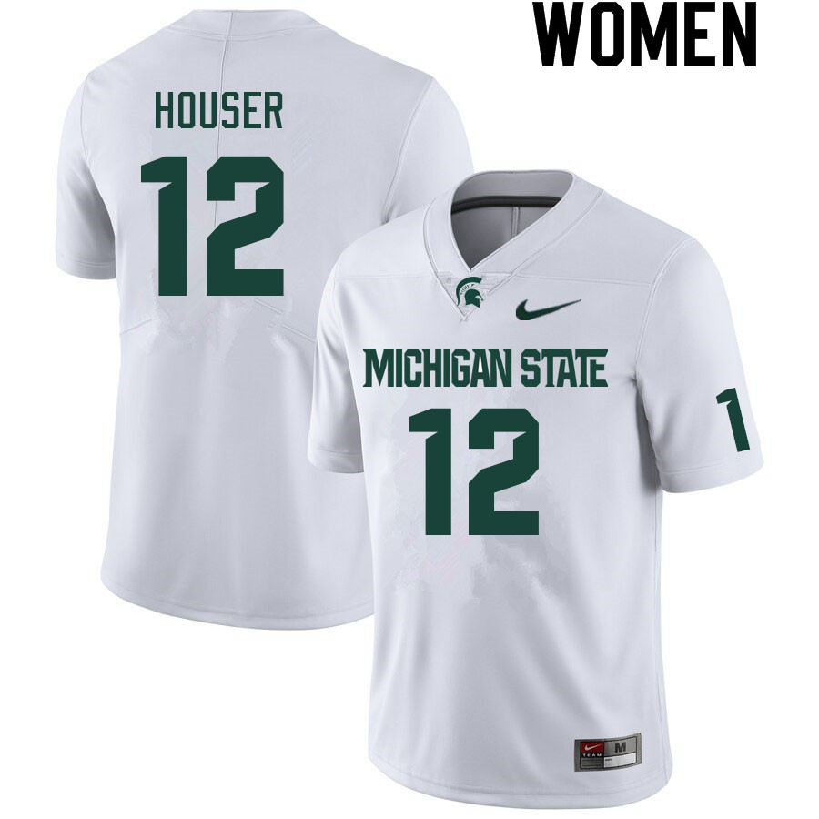 Women #12 Katin Houser Michigan State Spartans College Football Jerseys Sale-White